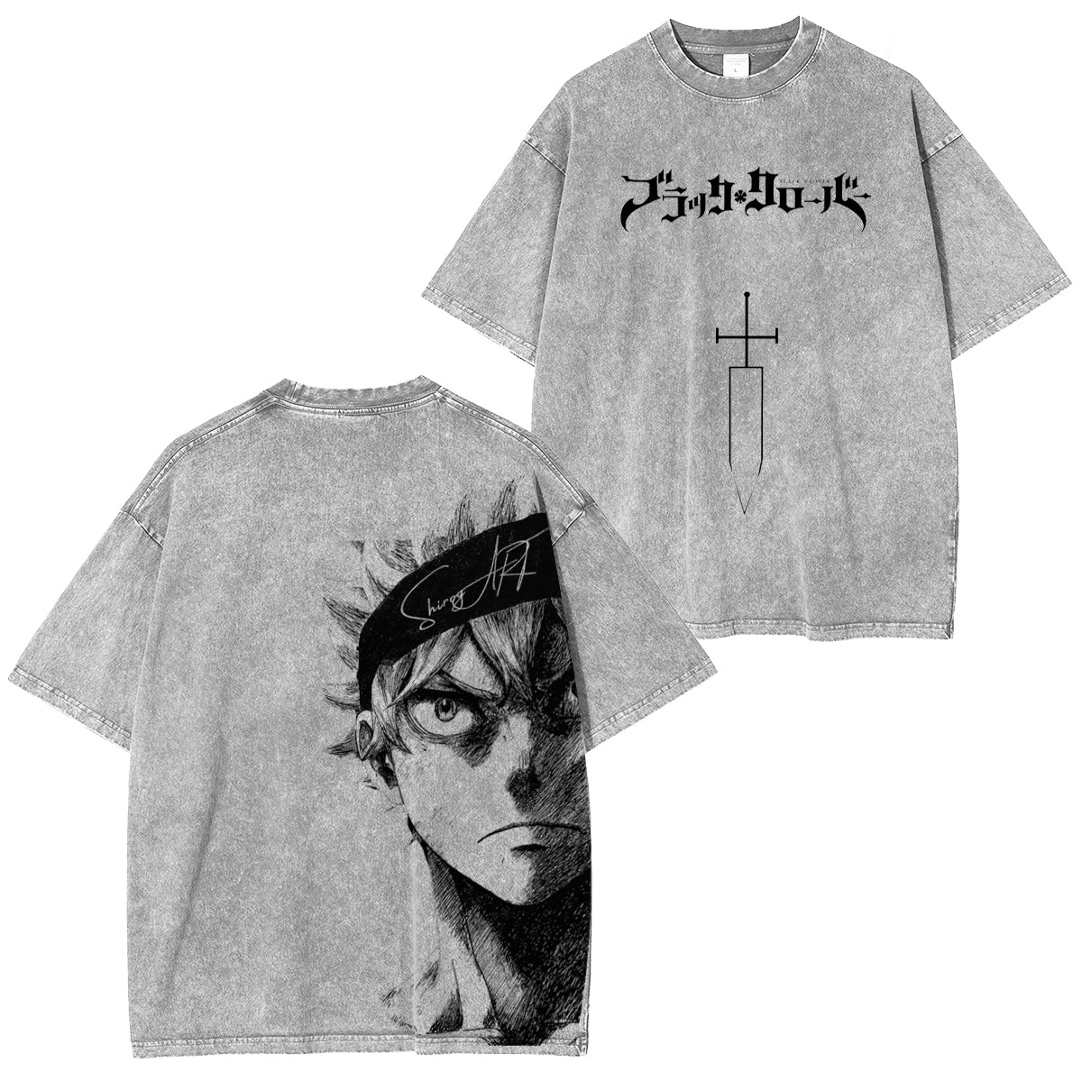 Black Clover Anime Double Printed Vintage Washed Tee Unisex