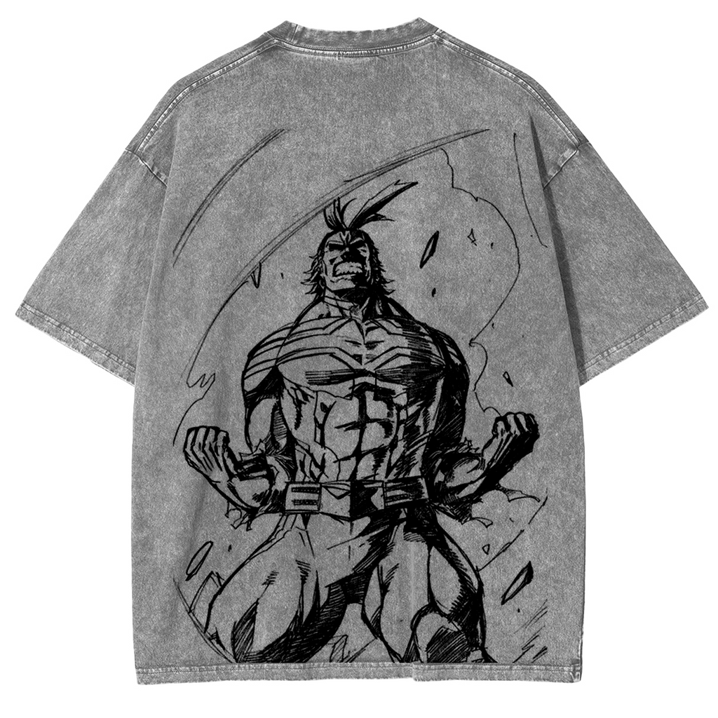My Hero Academia Double Print Oversize Anime Manga Acid Washed Cotton T-ShirtDouble Print Oversize Anime Manga Acid Washed Cotton T-Shirt