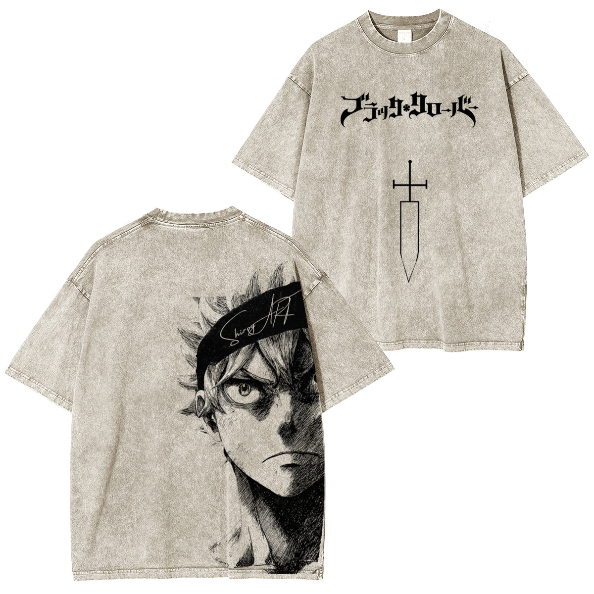 Black Clover Anime Double Printed Vintage Washed Tee Unisex