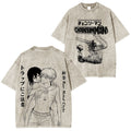 Bomb Meets Chainsaw Man Oversized Vintage Washed Unisex T-Shirt