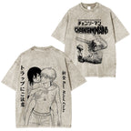 Bomb Meets Chainsaw Man Oversized Vintage Washed Unisex T-Shirt