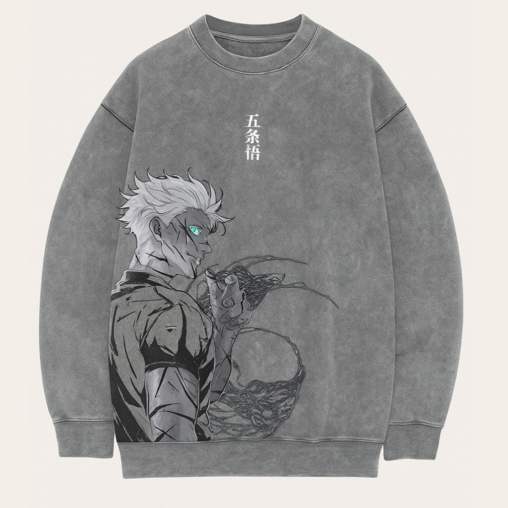 Anime Gojo Printed Pullover Crew Neck Sweatshirt