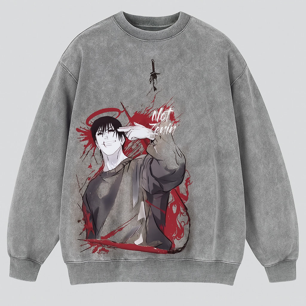Jujutsu Kaisen Vintage Washed Unisex Pullover Crew Neck Sweatshirt
