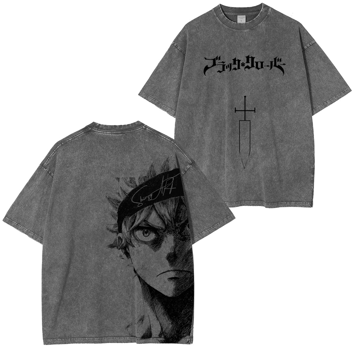 Black Clover Anime Double Printed Vintage Washed Tee Unisex
