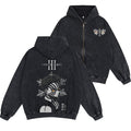 Akaza,Demon Slayer Unisex Washed Zip Up Hoodie