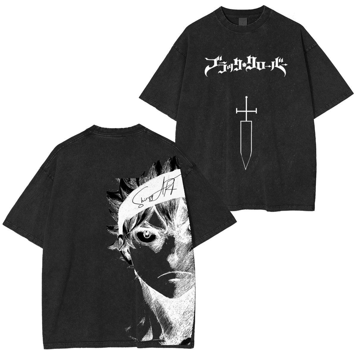 Black Clover Anime Double Printed Vintage Washed Tee Unisex