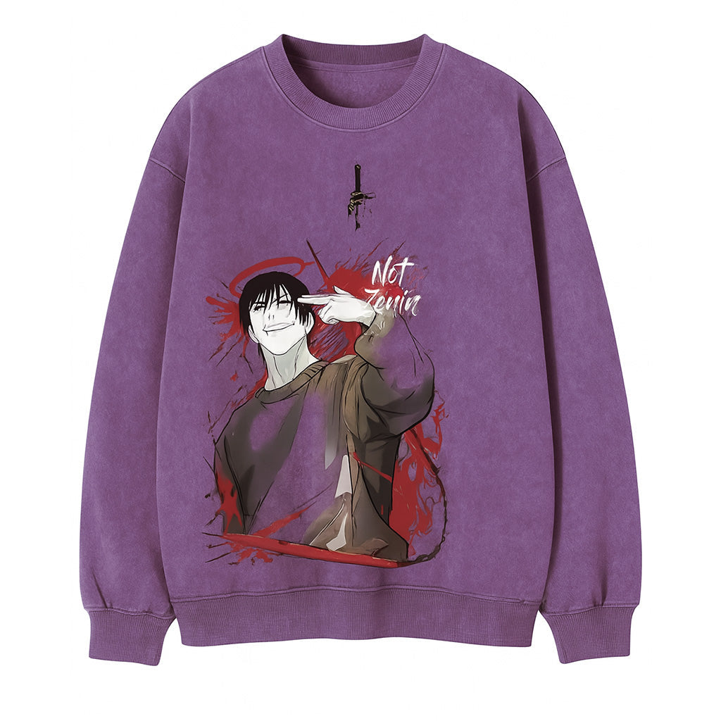 Jujutsu Kaisen Vintage Washed Unisex Pullover Crew Neck Sweatshirt