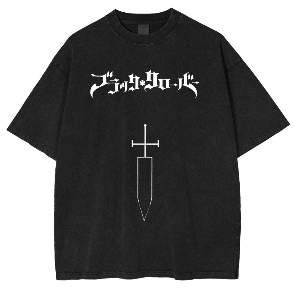 Black Clover Anime Double Printed Vintage Washed Tee Unisex