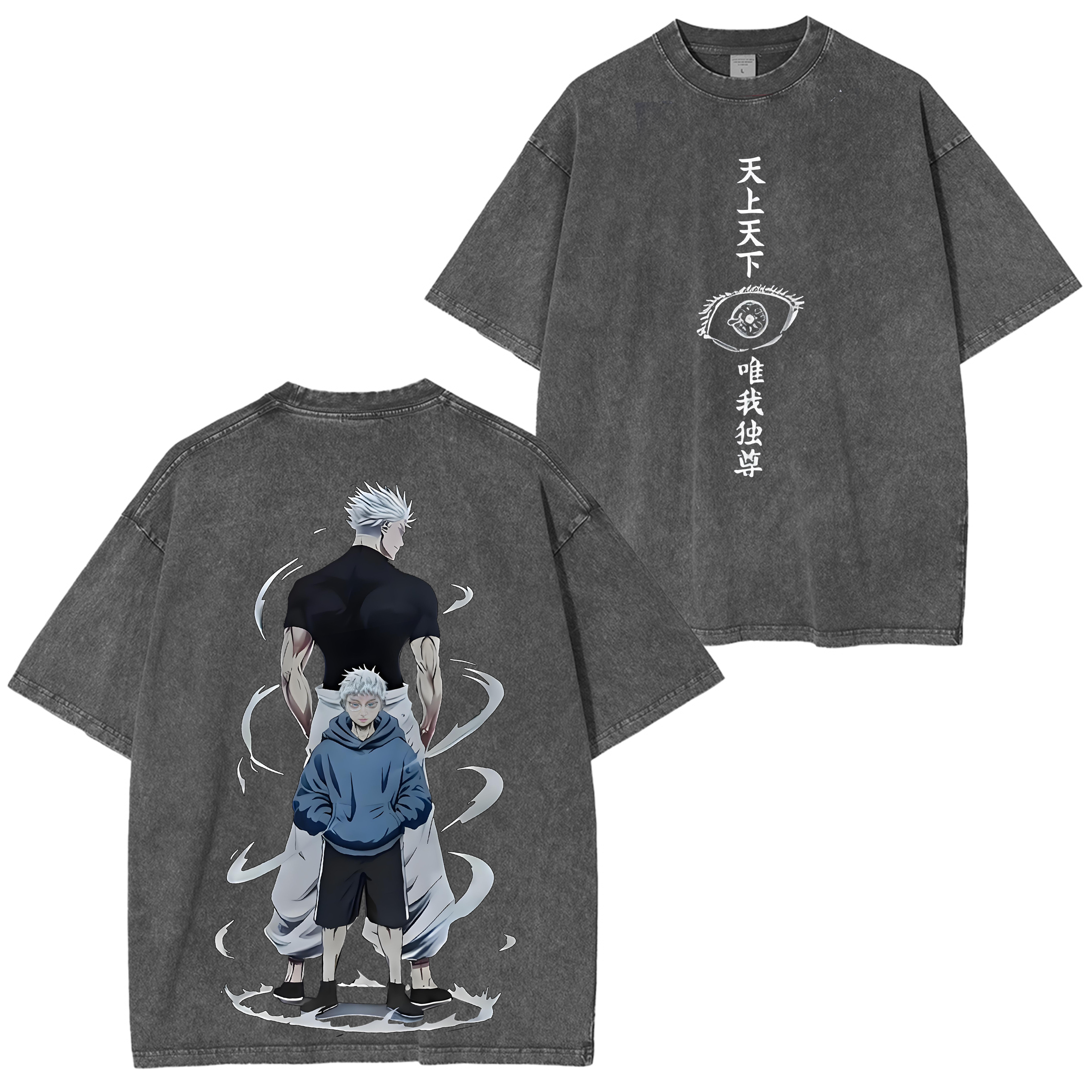 Gojo Satoru x Jujutsu Kaisen Past and Present Anime Double Printed Washed Tee