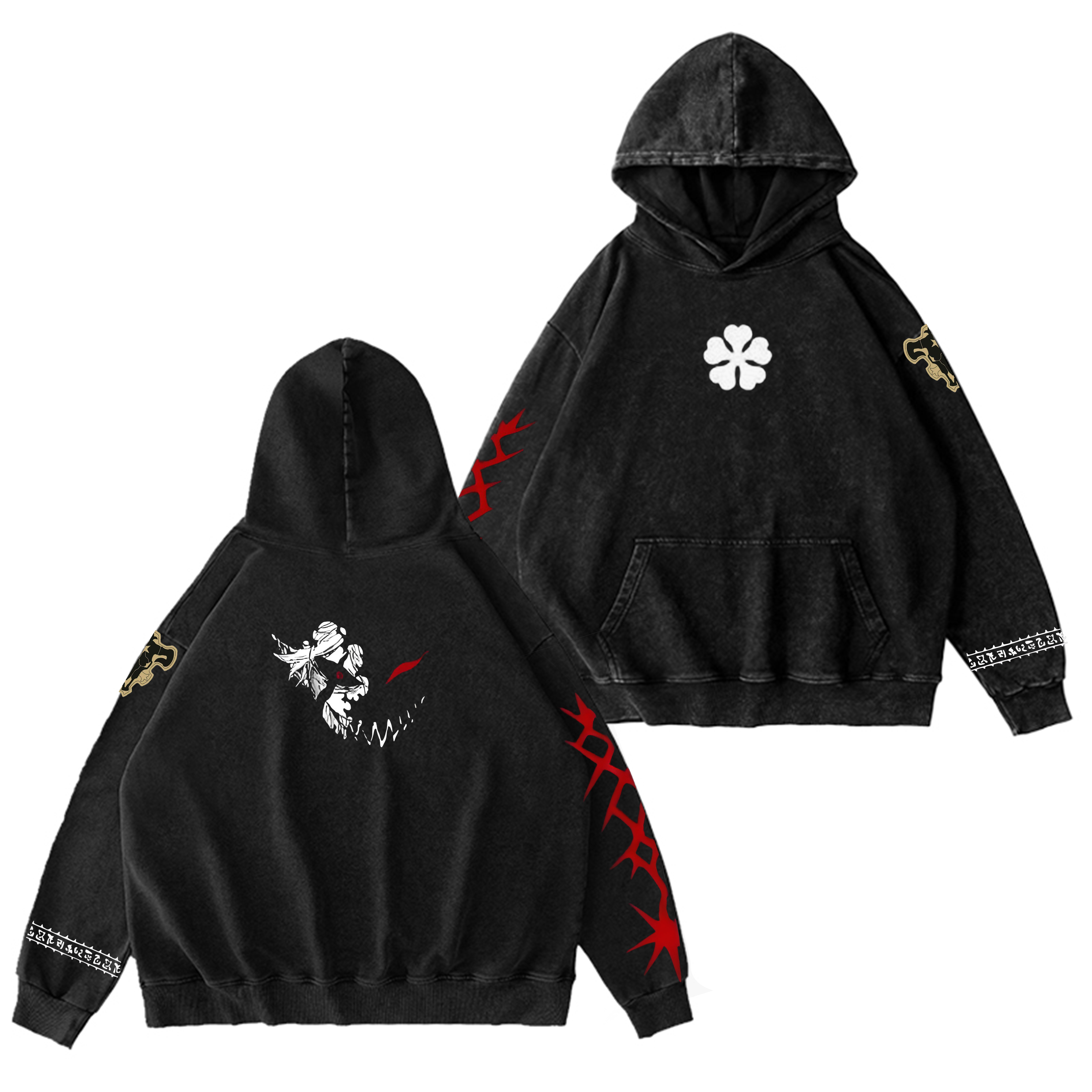 Black Clover Unisex Washed Hoodie
