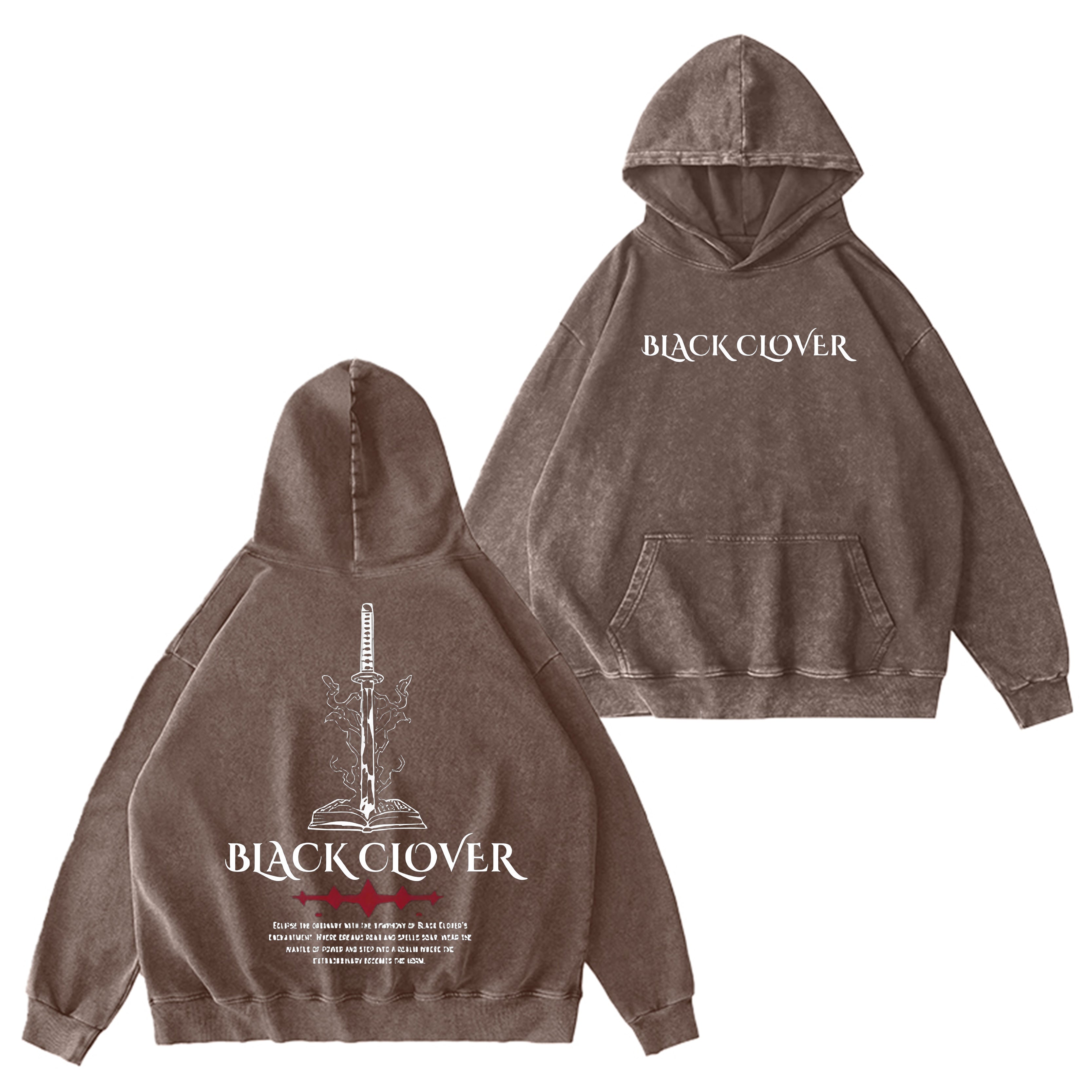 Black Clover Vintage Washed Hooded Sweatshirt