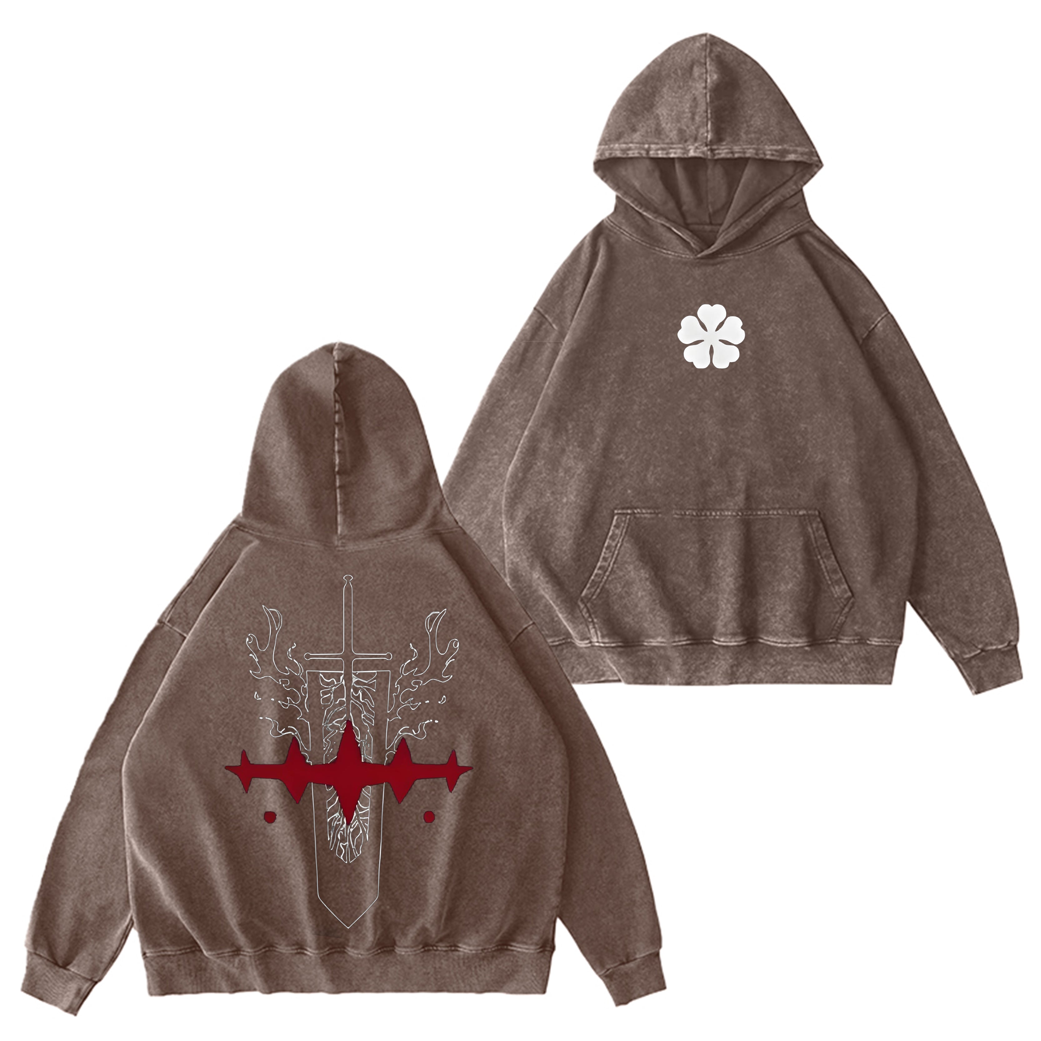 Devils Black Clover Vintage Washed Hooded Sweatshirt