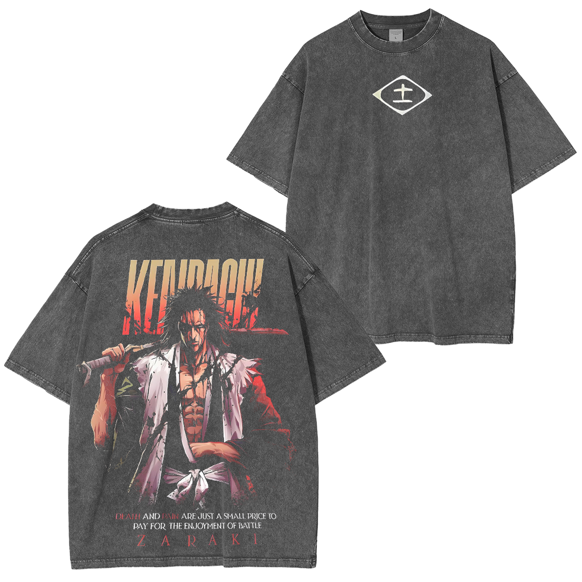 Kenpachi Zaraki-Bleach Anime Unisex Washed T-Shirt