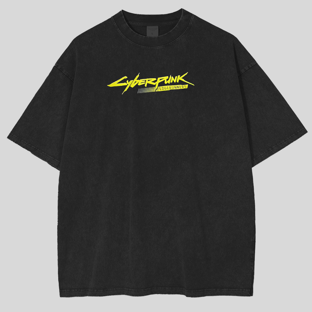 Cyberpunk 2077Anime Double Printed Vintage Washed Tee