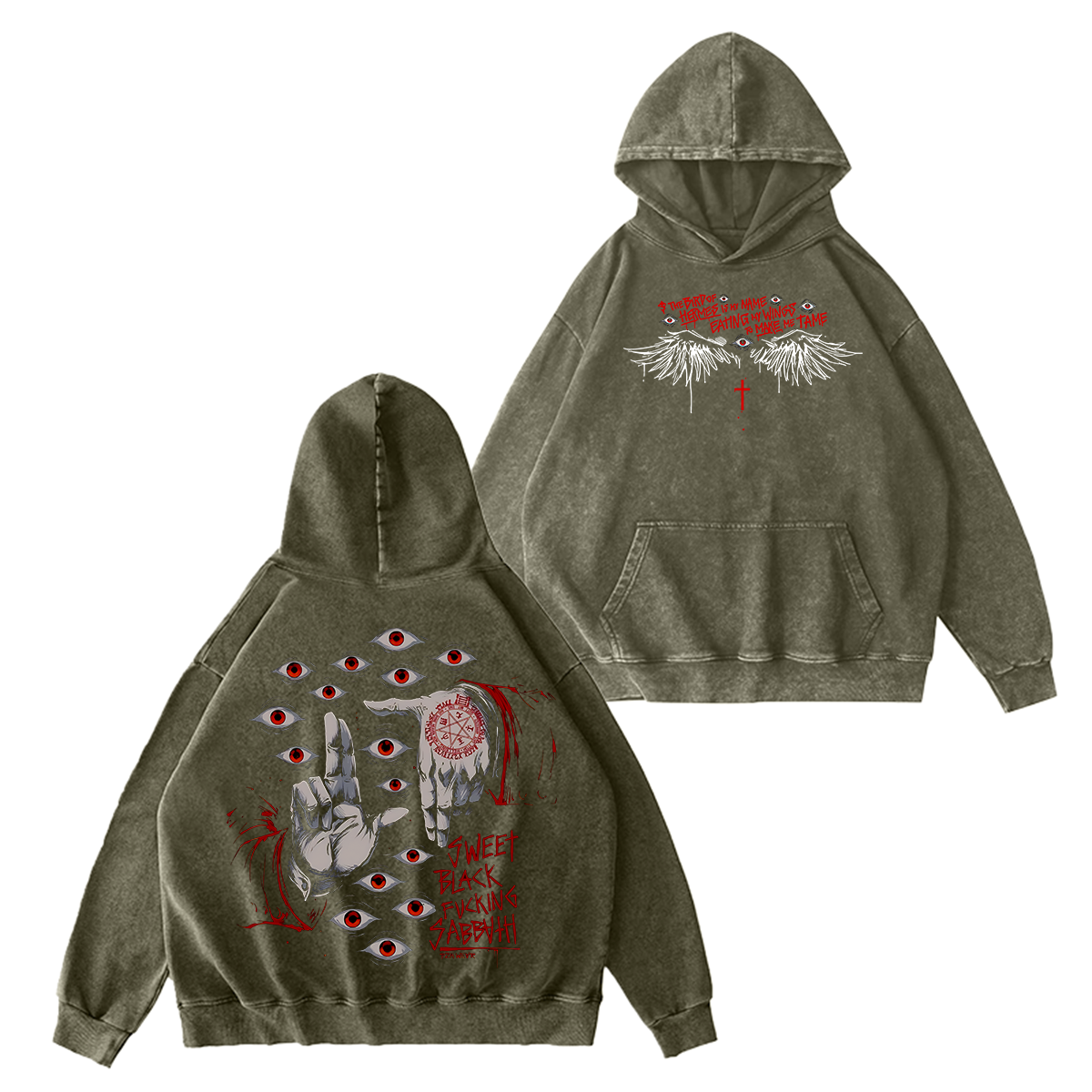 Alucard The Wings Hellsing Retro Vintage Washed Hoodie Sweatshirt