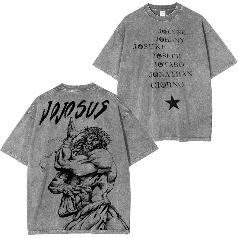 JOJO SUS Jojo's Bizarre Adventure Anime Double Printed Vintage Washed Tee