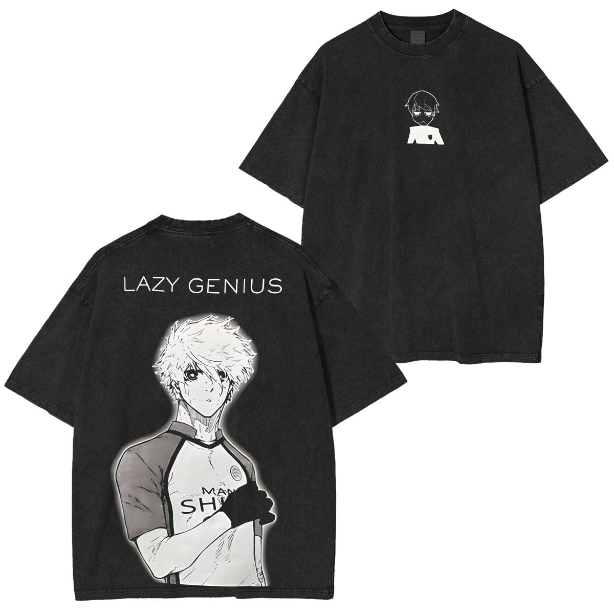 Blue Lock Striker Anime Double Printed Washed TeeStriker Anime Double Printed Washed Tee