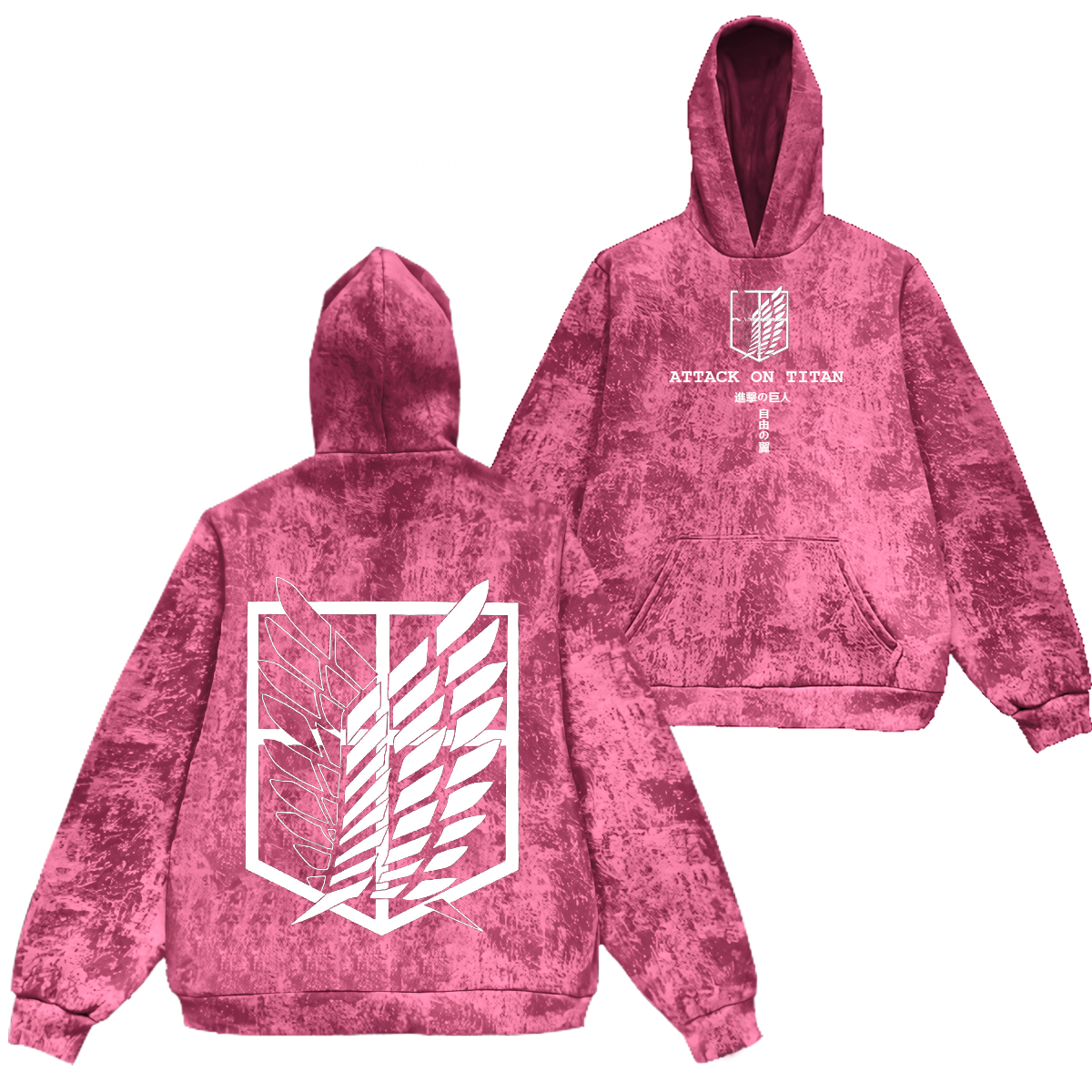 Attack On Titan Corps Mikasa Eren Vintage Washed Hooded Sweatshirt