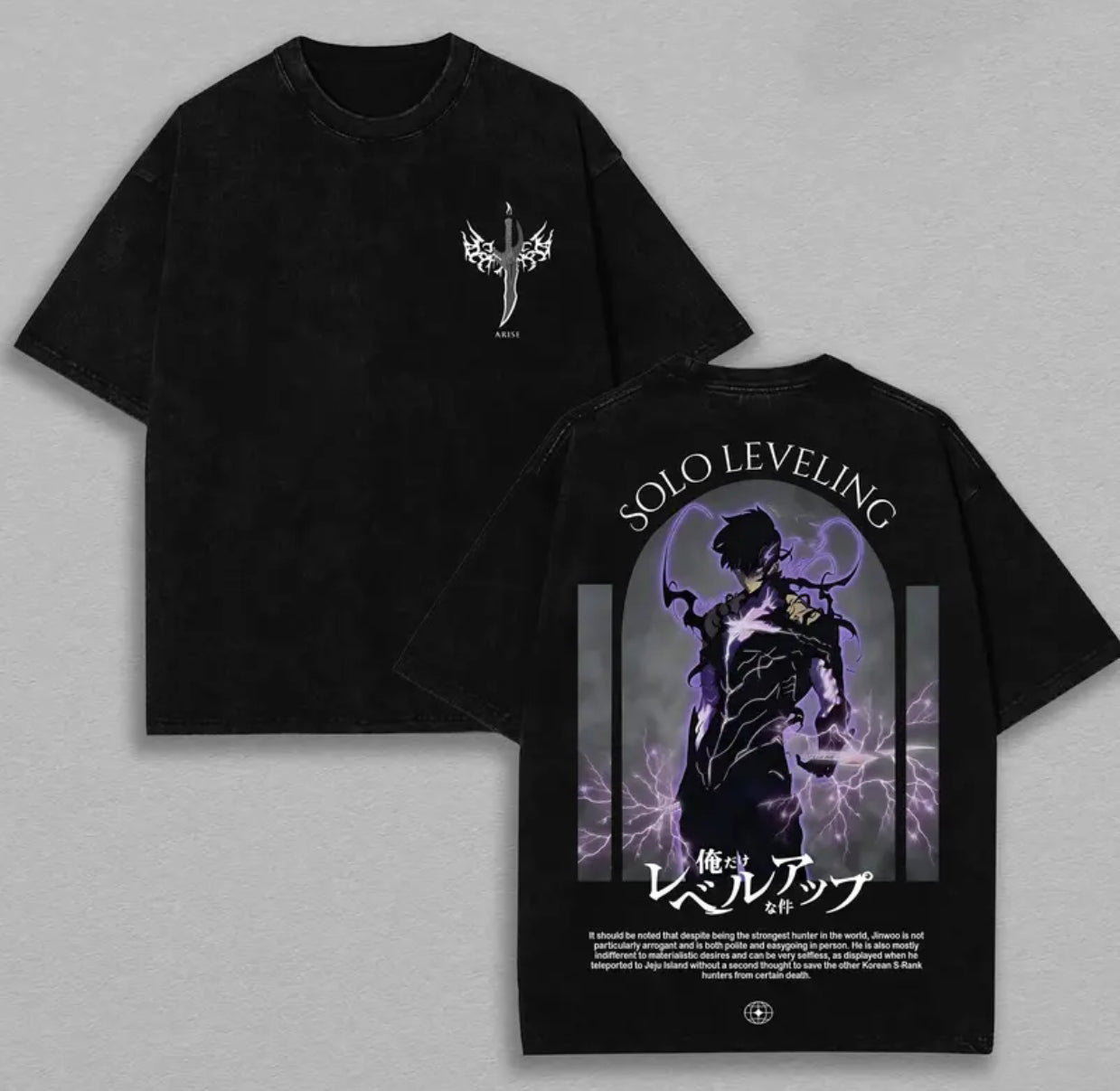 Solo Leveling Printed Unisex Washed T-Shirt