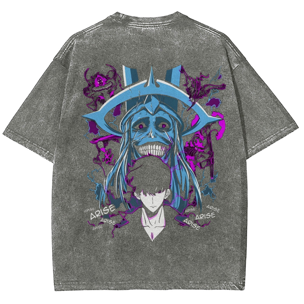 Solo-Leveling Ahjin Guild Steeetwear Washed T-Shirt