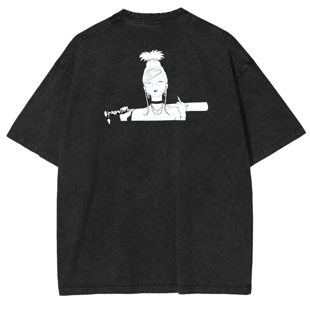 DanDaDan Double Printed Oversize Vintage Washed T-Shirt