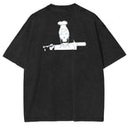 DanDaDan Double Printed Oversize Vintage Washed T-Shirt