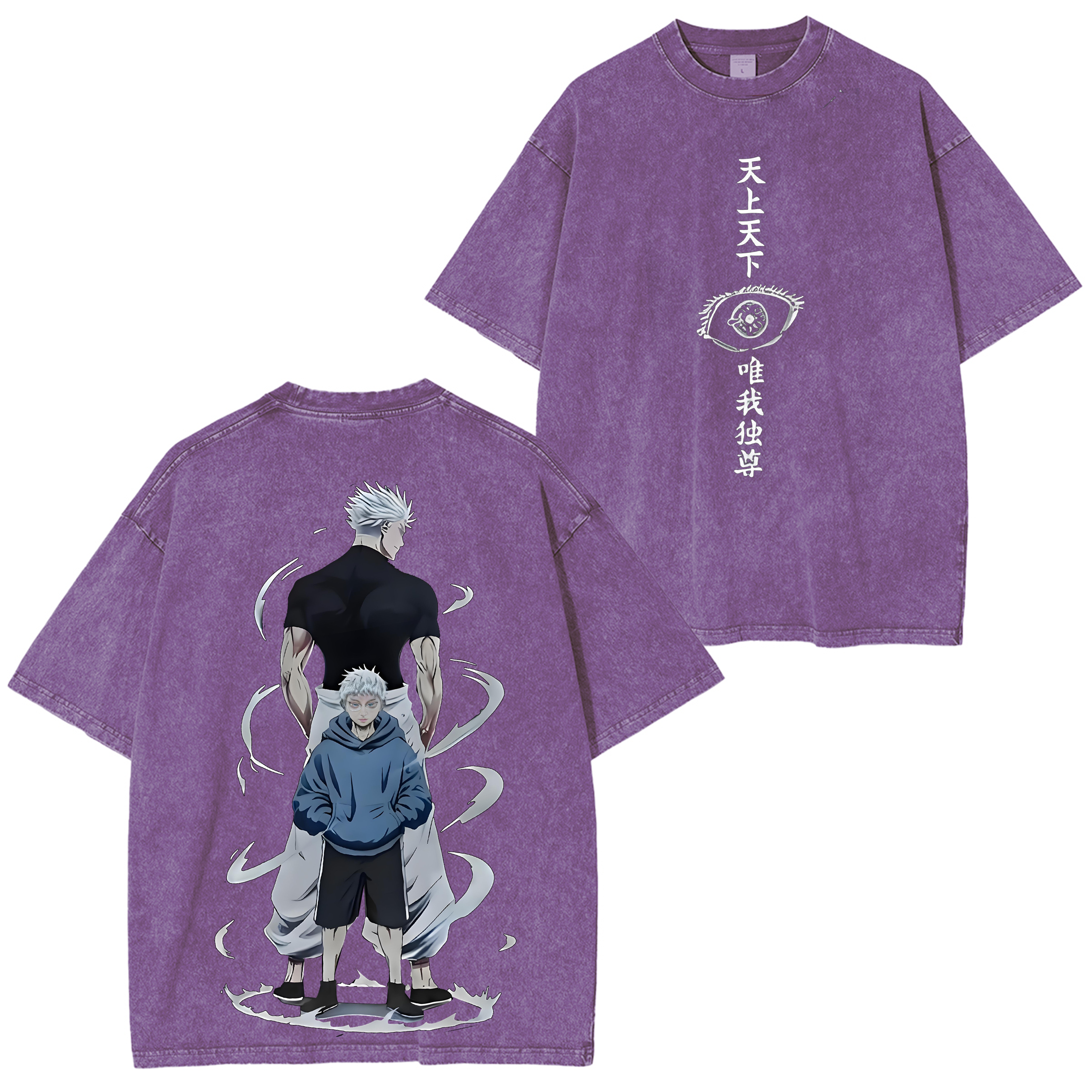 Gojo Satoru x Jujutsu Kaisen Past and Present Anime Double Printed Washed Tee