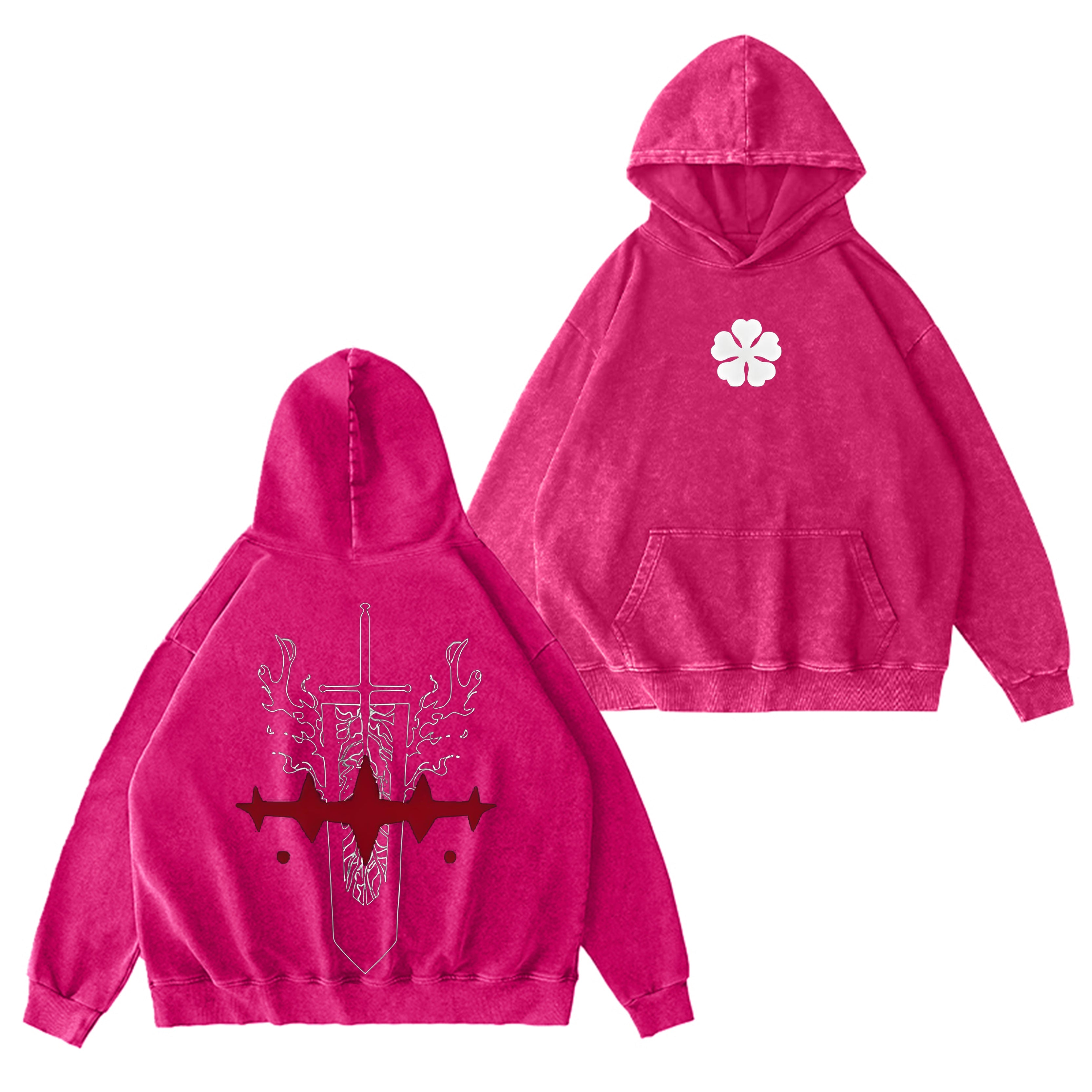 Devils Black Clover Vintage Washed Hooded Sweatshirt