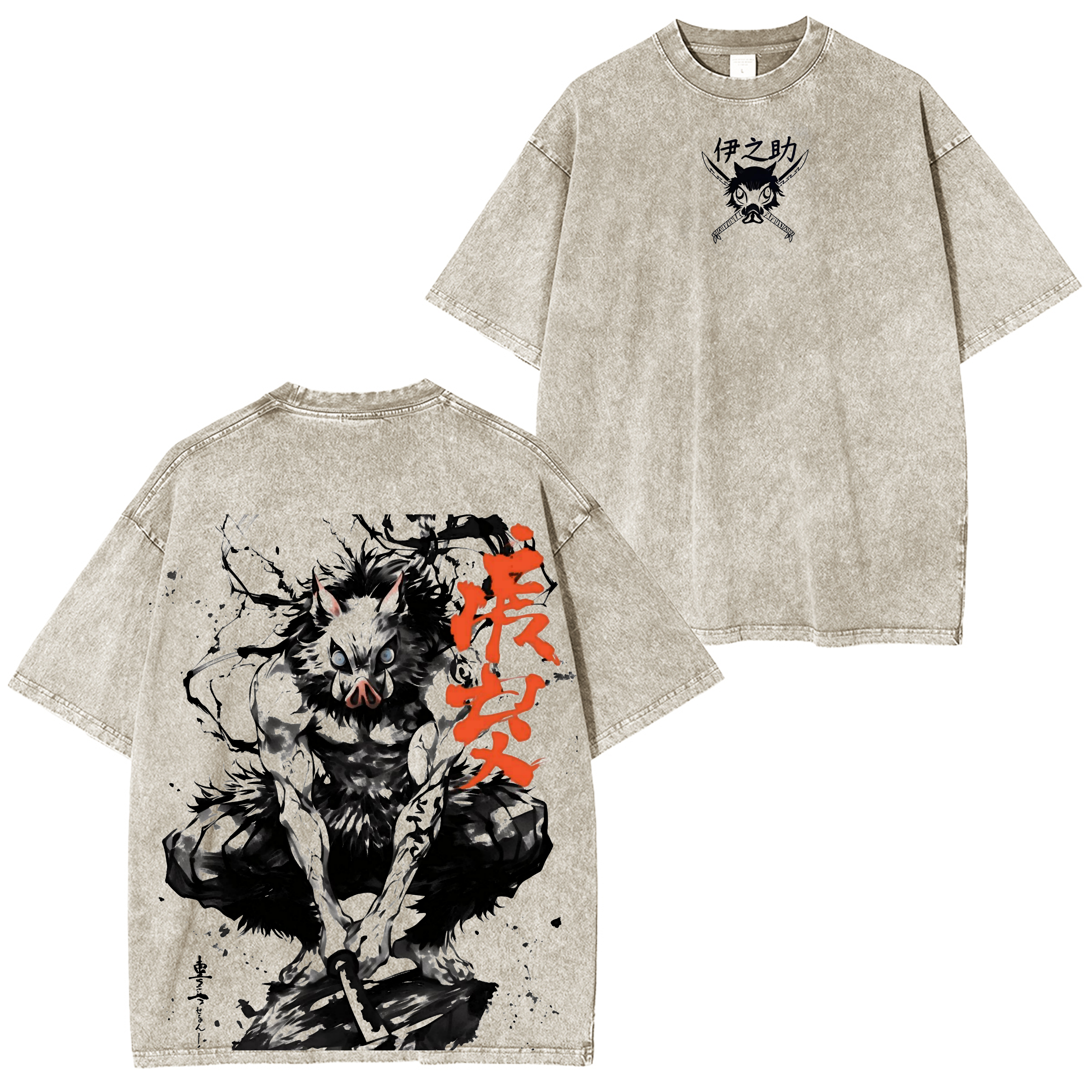 Hashibira Inosuke Demon Slayer Anime Unisex Washed T-Shirt