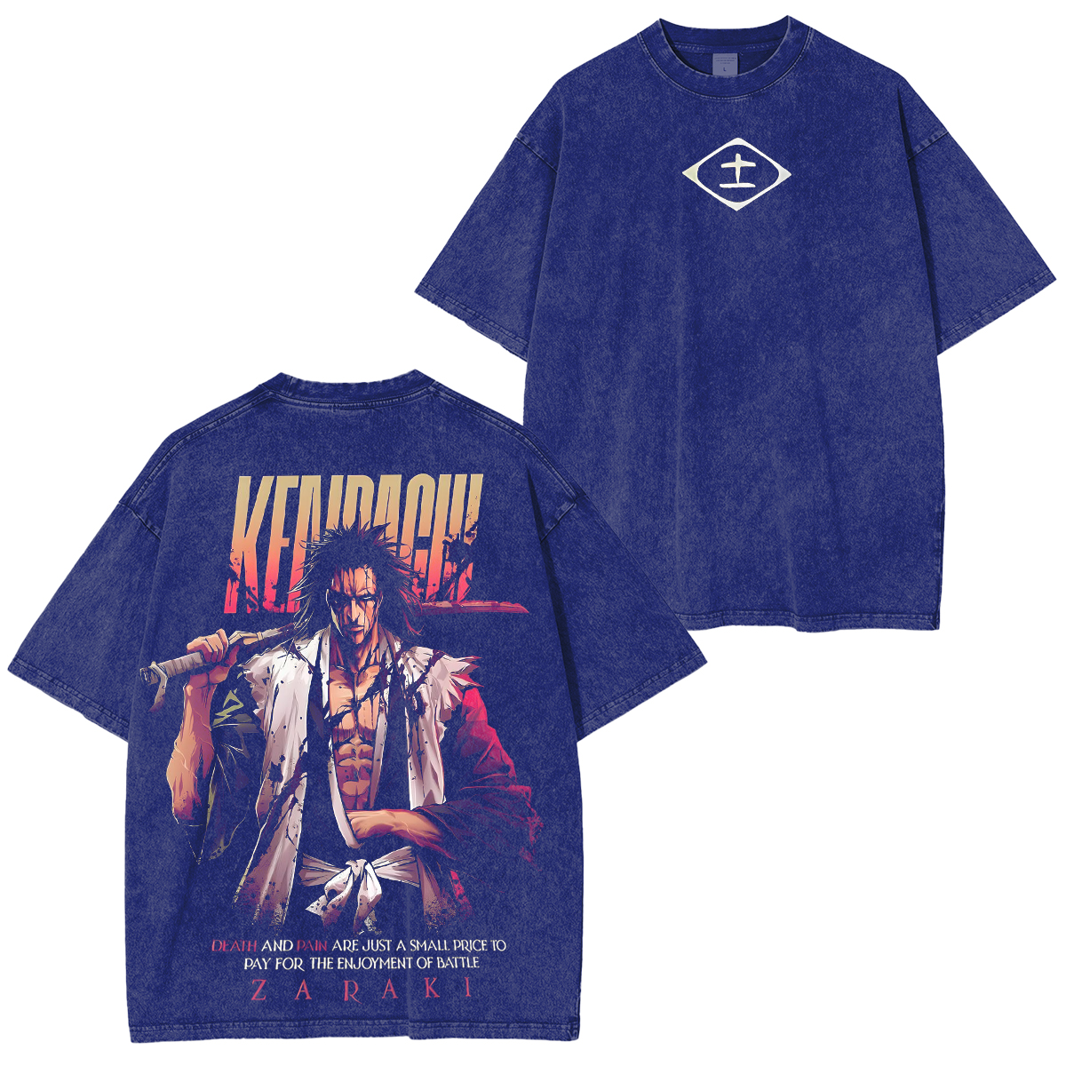 Kenpachi Zaraki-Bleach Anime Unisex Washed T-Shirt
