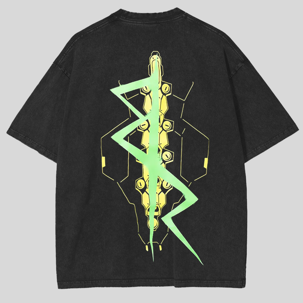 Cyberpunk 2077Anime Double Printed Vintage Washed Tee