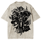 Retro Limited Sung Jin Woo Solo Leveling anime Washed Cotton T-shirt