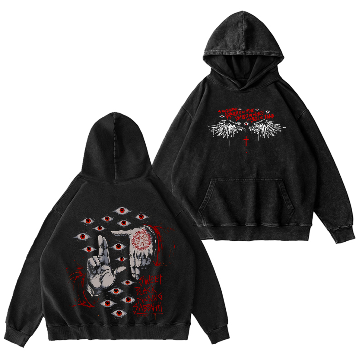 Alucard The Wings Hellsing Retro Vintage Washed Hoodie Sweatshirt