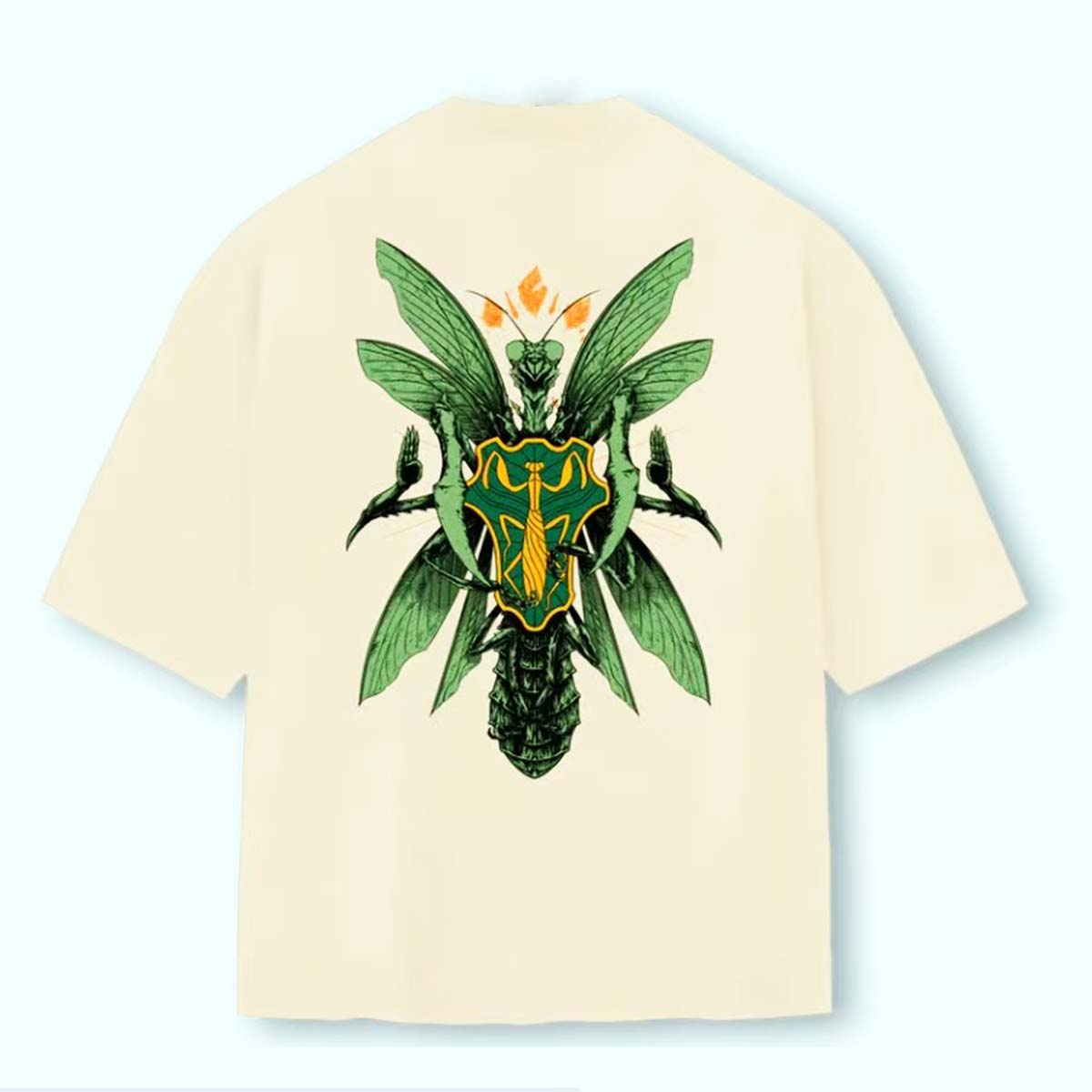 Oversized  Back Premium | BLACK CLOVER - LOUVA-A-DEUS VERDES Praying mantis in emerald green