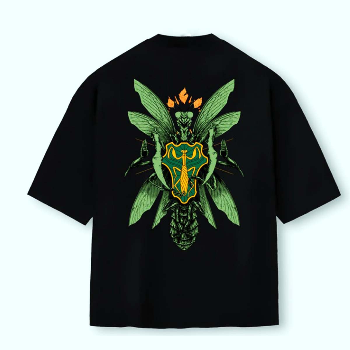 Oversized  Back Premium | BLACK CLOVER - LOUVA-A-DEUS VERDES Praying mantis in emerald green