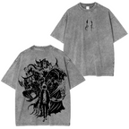 Retro Limited Sung Jin Woo Solo Leveling anime Washed Cotton T-shirt