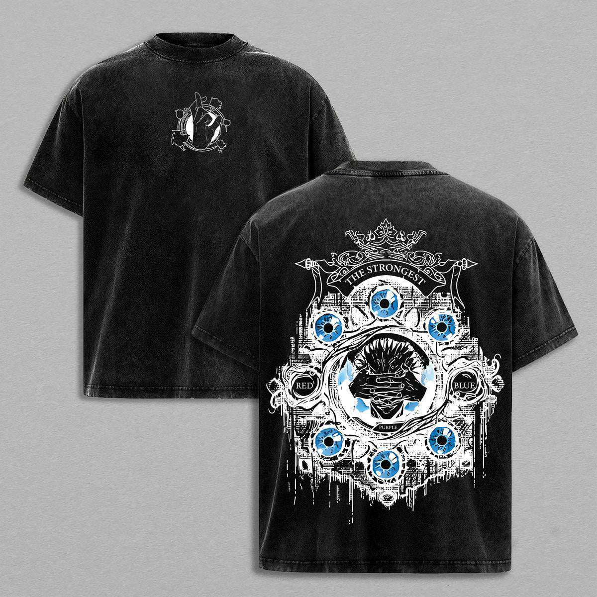 Gojo Satoru Six Eyes Washed Tee ¨C Jujutsu Kaisen Vintage Oversized Heavy Cotton T-Shirt