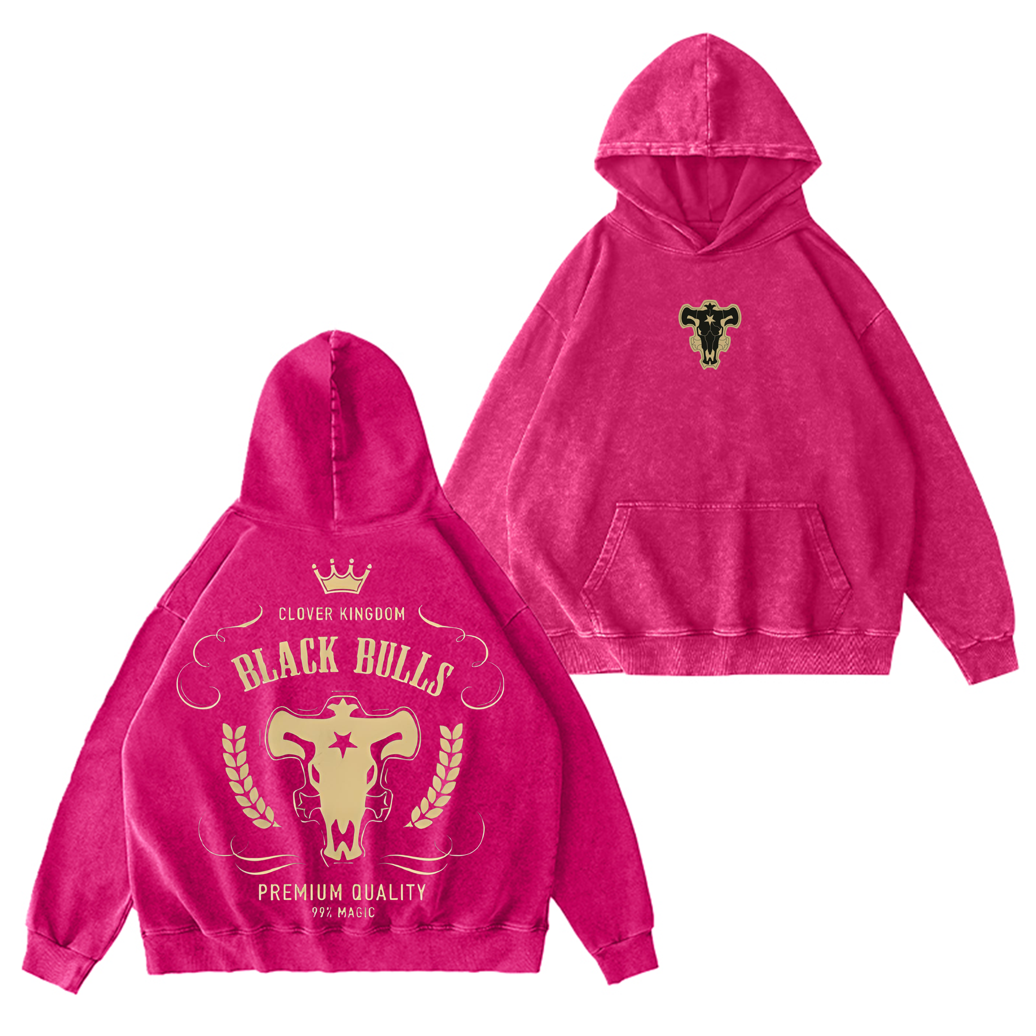 Black Bulls Black Clover Vintage Washed Hooded Sweatshirt