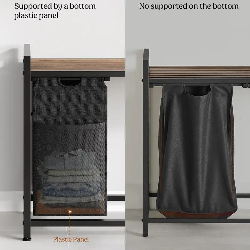3-Compartment Laundry Sorter with Storage Shelf