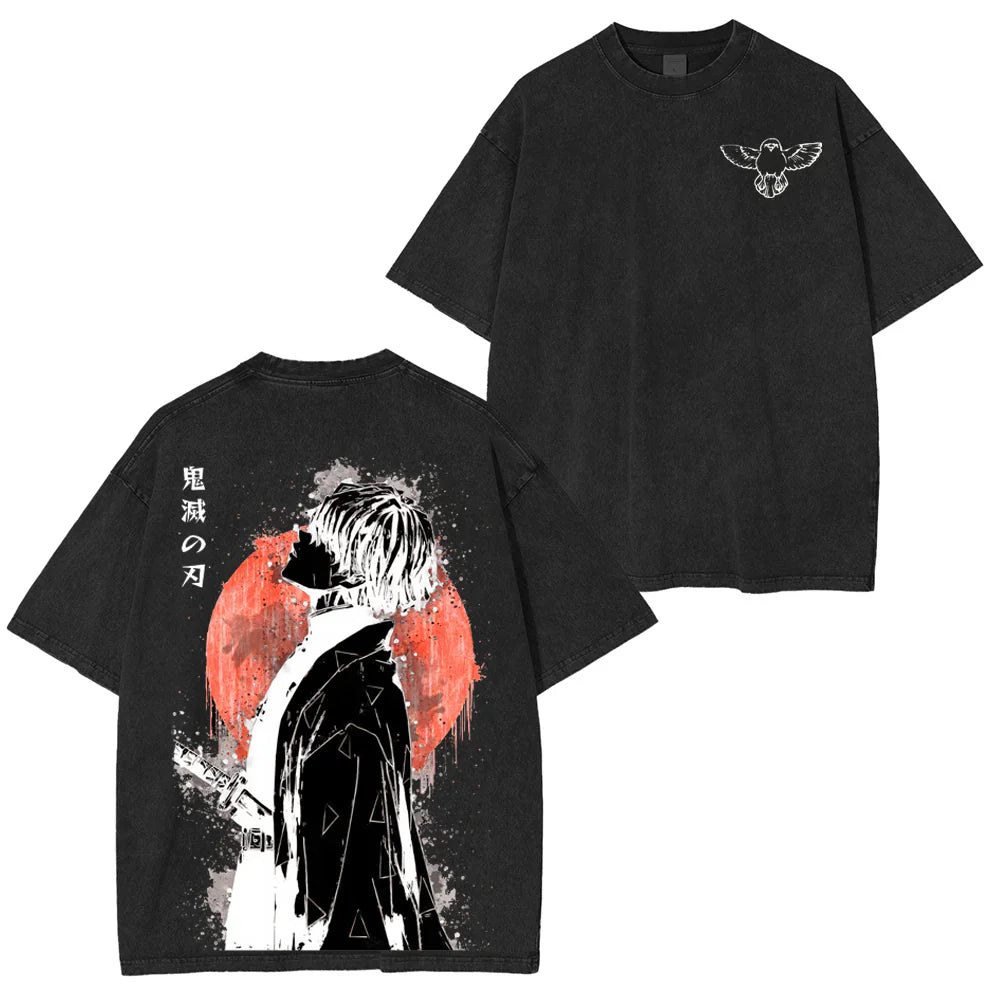 Zenitsu ,Demon Slayer Anime Unisex Washed T-Shirt