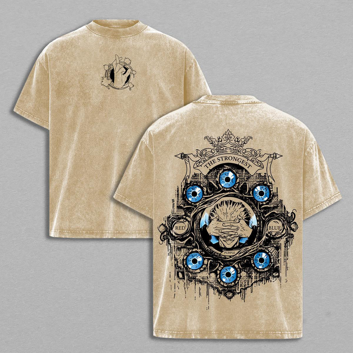 Gojo Satoru Six Eyes Washed Tee ¨C Jujutsu Kaisen Vintage Oversized Heavy Cotton T-Shirt