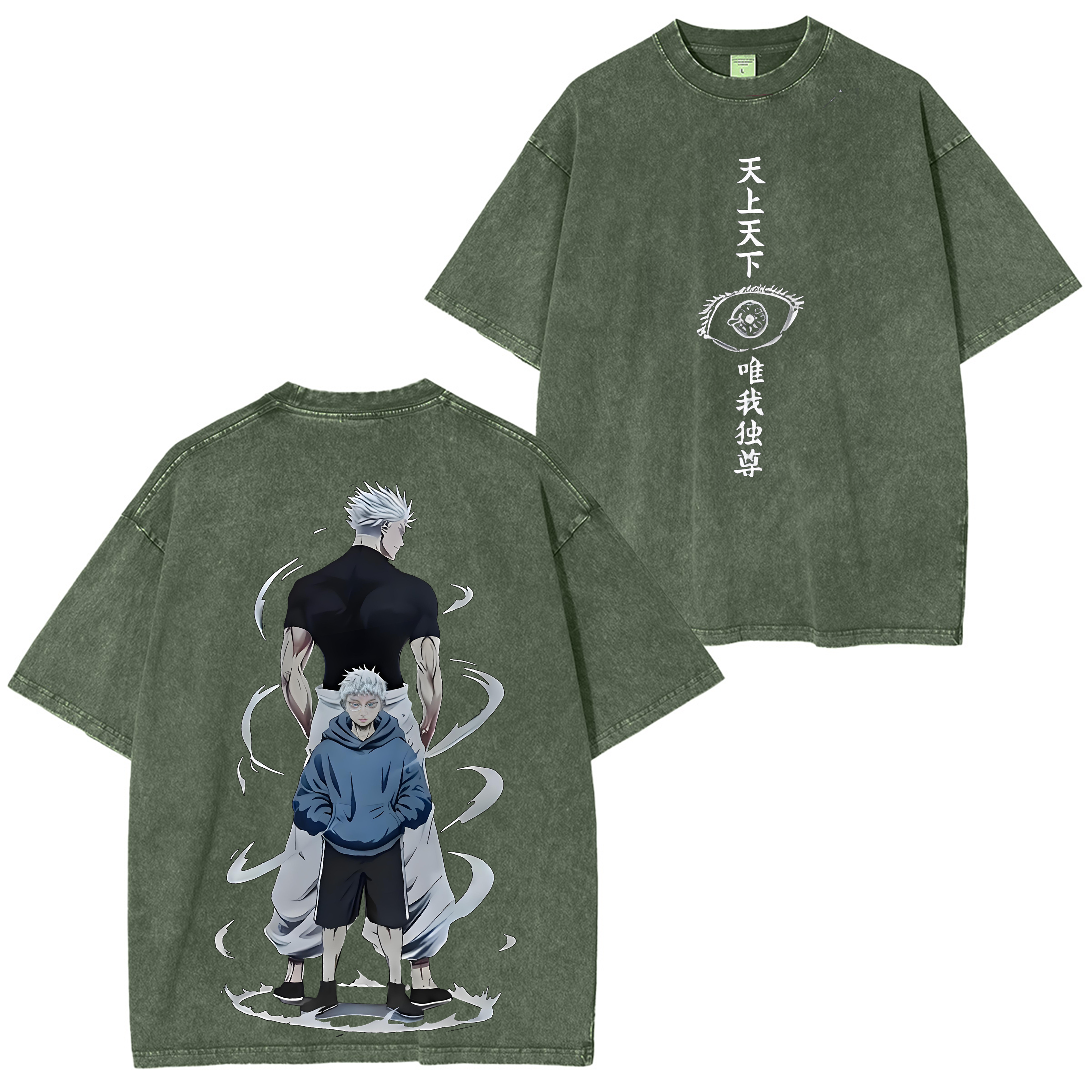 Gojo Satoru x Jujutsu Kaisen Past and Present Anime Double Printed Washed Tee