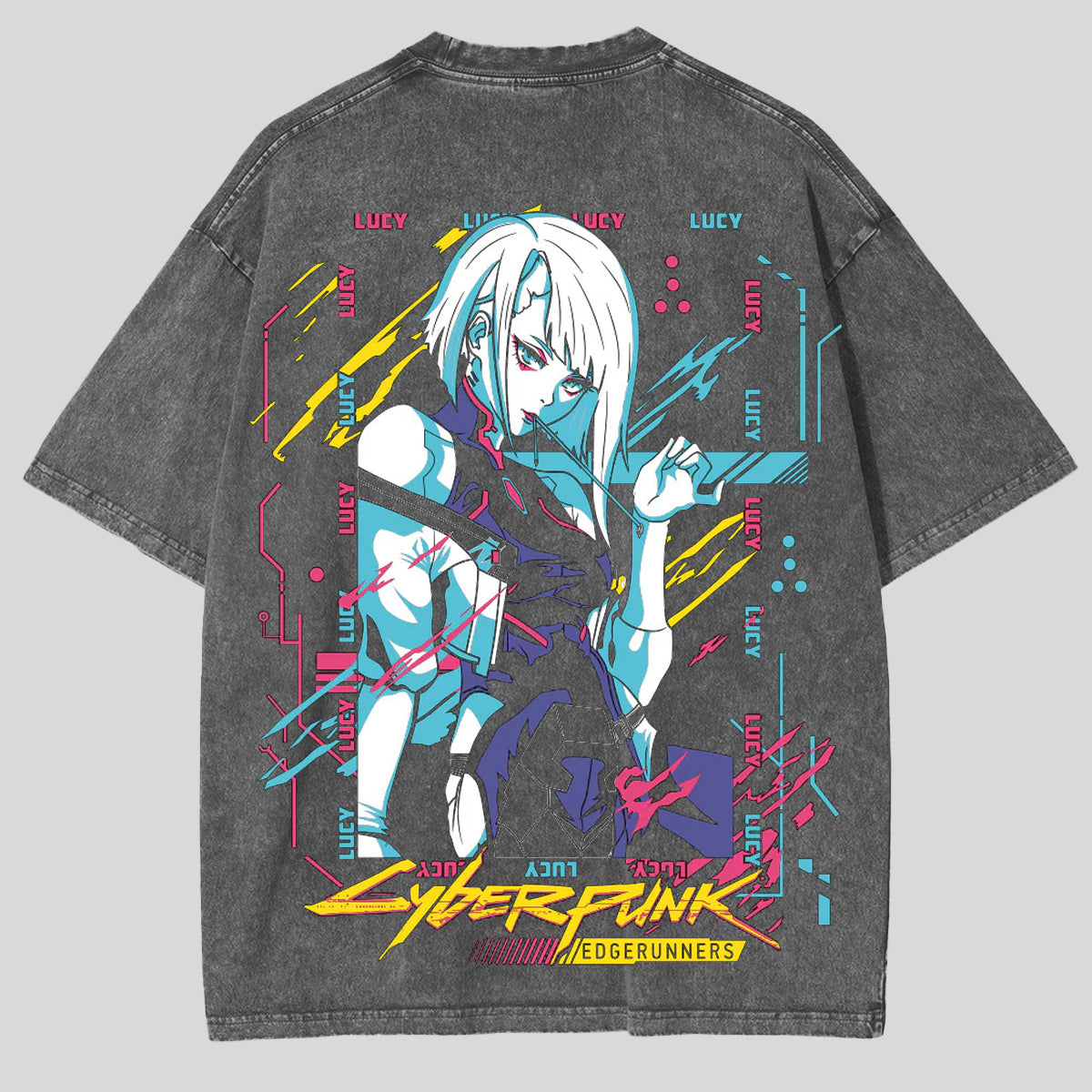 Retro Limited Edgerunners Neoncore Lucy Unisex Acid Washed Lightweight T-Shirt
