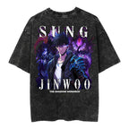 Sung Jin Woo The Shadow Monarch Printed Unisex Washed T-Shirt