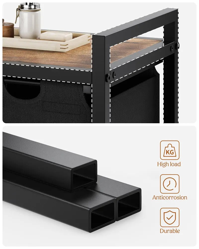 3-Compartment Laundry Sorter with Storage Shelf