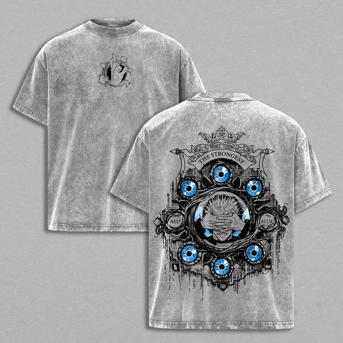 Gojo Satoru Six Eyes Washed Tee ¨C Jujutsu Kaisen Vintage Oversized Heavy Cotton T-Shirt