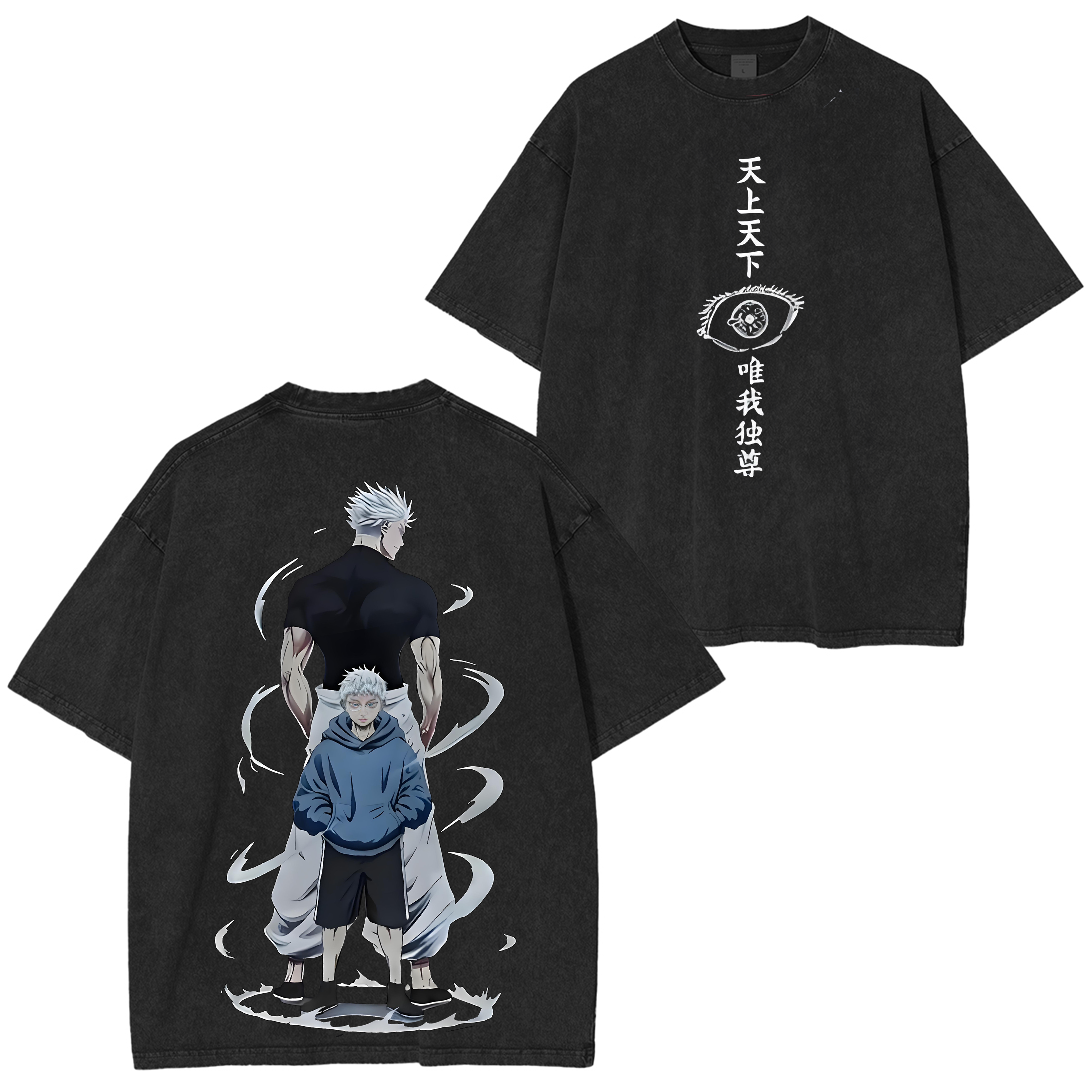 Gojo Satoru x Jujutsu Kaisen Past and Present Anime Double Printed Washed Tee