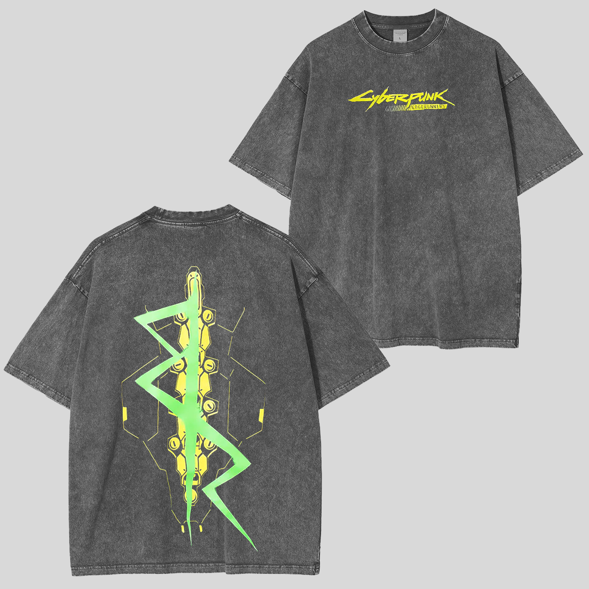 Cyberpunk 2077Anime Double Printed Vintage Washed Tee