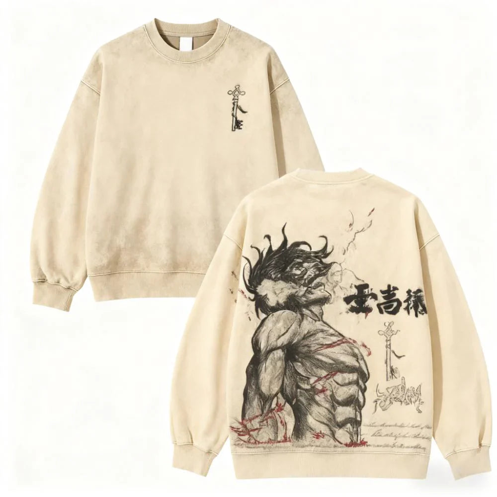 Attack on Titan Eren Yeager Vintage Washed Oversize T-Shirt