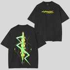 Cyberpunk 2077Anime Double Printed Vintage Washed Tee